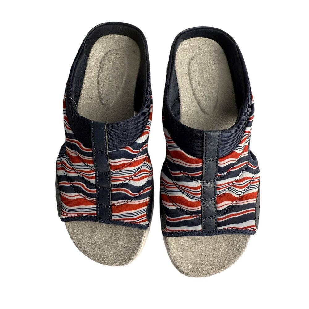 Easy Spirit Womens Traciee 2 Red White Blue Slip on Mules Shoes 7 Wide NWOT - Picture 2 of 10